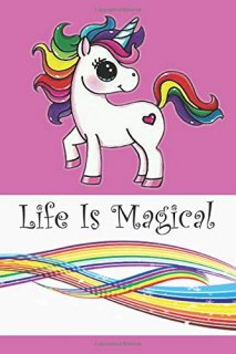 Life Is Magical Unicorn and Rainbow Journal/Notebook pink