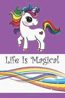 Life Is Magical Unicorn and Rainbow Journal/Notebook purple