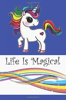 Life Is Magical Unicorn and Rainbow Journal/Notebook blue