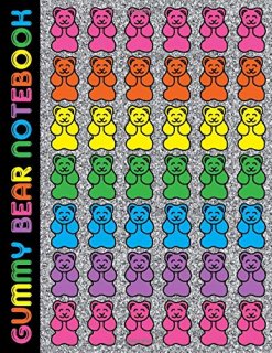 Gummy Bear Notebook Girls colorful notebook 8.5 x 11 - wide ruled. Glitter look 