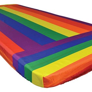In the Breeze 8003 Rainbow Stripe 30 Inch x 72 Inch Fitted Tablecloth 30in x 72i