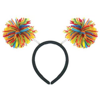 Multi Color - Black Head Bopper with Rainbow Pom Pom Funny Costume Party Headwea