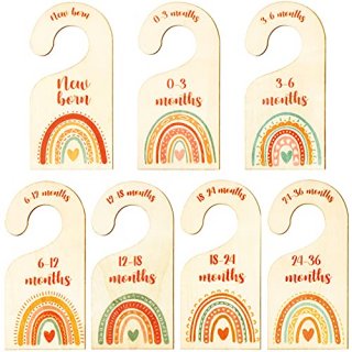 7 Pieces Rainbow Baby Closet Dividers Boho Nursery Closet Organizer Wooden Newbo