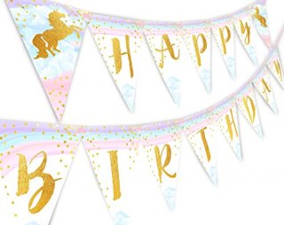 Magical Unicorn Rainbow Happy Birthday Banner Pennant