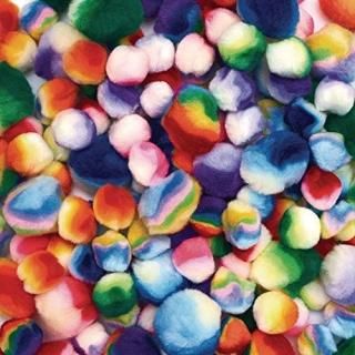 Colorations Rainbow Striped Pom-Poms Multicolor for Arts and Crafts for Kids 180