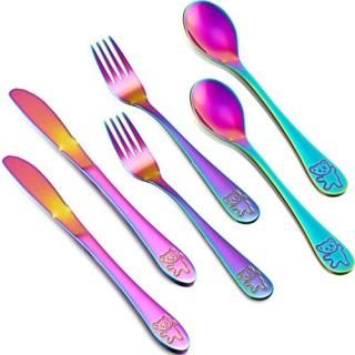 6 Pieces Cutlery Kids Stainless Steel Utensil Safe Child and Toddler Flatware Se