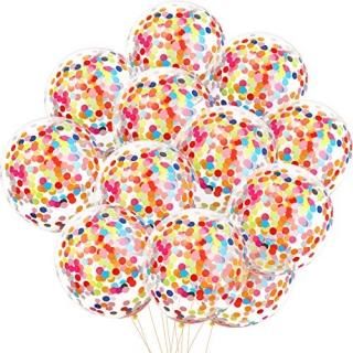50 Pieces Rainbow Multicolor Confetti Balloons 12 Inches Latex Balloon with Brig