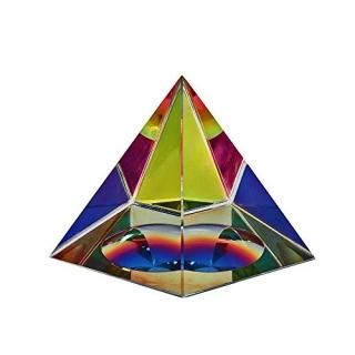 Amlong Crystal Iridescent Pyramid Rainbow Colors With Gift Box 2.5-Inch