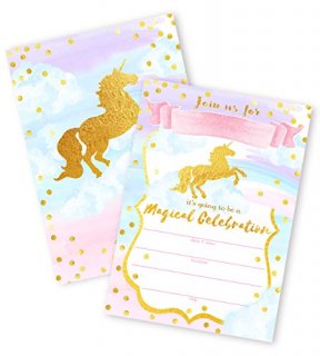 Magical Unicorn 12 LARGE Invitations - 12 Invitations + 12 Envelopes - DOUBLE SI