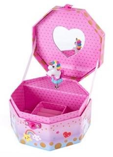 Hot Focus Musical Girls Jewellery Box - Rainbow Unicorn Music Jewel Storage Box 