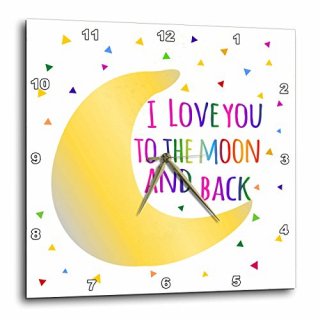 3dRose I Love You to The Moon and Back - Colorful Rainbow Text on White - Wall C