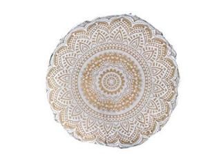 White - Indian Craft Castle 80cm Gold Mandala Barmeri Large Floor Pillow Cover C