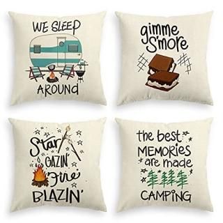 AVOIN colorlife Camper Trailer Campfire Throw Pillow Covers 18 x 18 Inch Gimme S