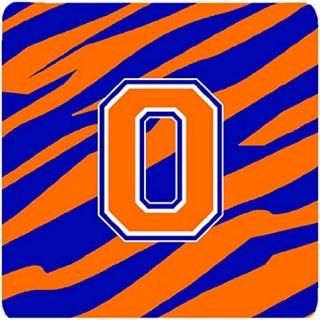 Caroline 's Treasures cj1023-ofc monogram-tiger stripe-blueFoam Coasters Set