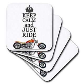 set-of-4-Soft - 3dRose Keep Calm and Just Ride. Cool Motorcycles Saying. - Soft 