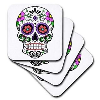 set-of-8-Soft - 3dRose cst_186236_2 Sugar Skull. Day of The Dead. Dia De Muertos