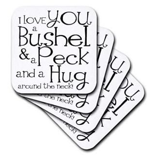 set-of-4-Ceramic - 3dRose cst_193477_3 I Love You a Bushel and a Peck. White and