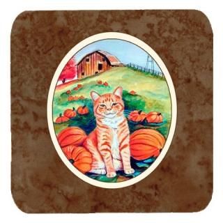 Carolines Treasures 7123FC Tabby Cat in Pumpins Foam Coaster&#44; Set of 4