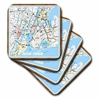 set-of-4-Soft - 3dRose cst_39024_1 Framed NYC Boroughs Soft Coasters Set of 4