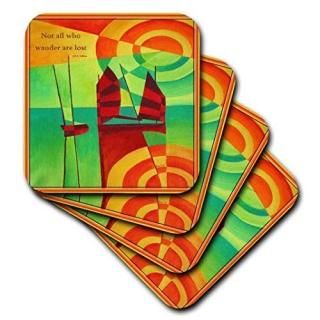 set-of-4-Soft - 3dRose cst_63130_1 Not All Who Wander Are Lost-Quote Proverb Ins