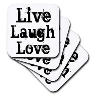 3dRose cst_23672_1 Live Laugh Love-Soft Coasters Set of 4
