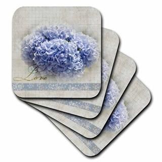 set-of-4-Soft - 3dRose cst_56329_1 Romantic Love Blue Hydrangea Flowers Floral P