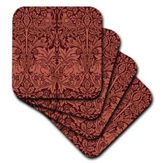 set-of-4-Soft - 3dRose William Morris Brer Rabbit Chintz in Burnt Sienna-Soft Co