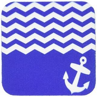 set-of-4-Soft - 3dRose cst_120201_1 Navy Blue and White Chevron with Nautical An