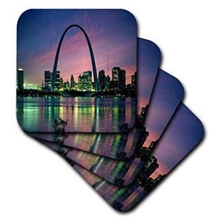 set-of-4-Soft - 3dRose cst_56145_1 St. Louis Missouri Arch at Nite-Soft Coasters