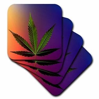 set-of-4-Soft - 3dRose cst_82836_1 Serbia Belgrade. Marijuana Leaf Hemp-Eu37 Rgo