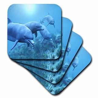 set-of-8-Soft - 3dRose cst_55192_2 Dolphins Play Underwater Soft Coasters Set of
