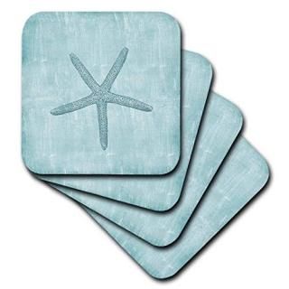 set-of-8-Soft - 3dRose cst_178911_2 Aqua Starfish Abstract Beach Theme Soft Coas