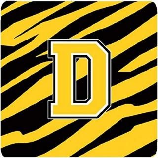 Caroline 's Treasures cj1026-dfc monogram-tiger stripe-blackFoam Coasters  S