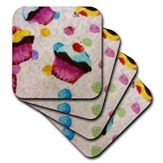 set-of-4-Soft - 3dRose cst_16799_1 Cupcake Heaven Soft Coaster Set of 4