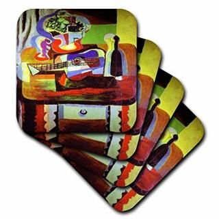 set-of-4-Soft - 3dRose cst_52390_1 Picasso Guitar N Wine 1909 Painting Soft Coas