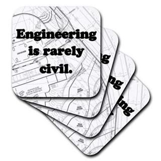 set-of-4-Soft - 3dRose cst_149859_1 Engineering is Rarely Civil Soft Coasters Se