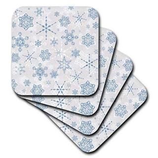 set-of-8-Soft - 3dRose cst_165908_2 Silver and Blue Elegant Snowflake Pattern So