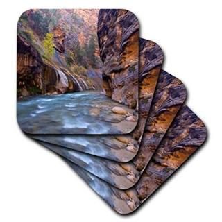 set-of-4-Ceramic - 3dRose Utah Zion National Park. The Narrows of The Virgin Riv