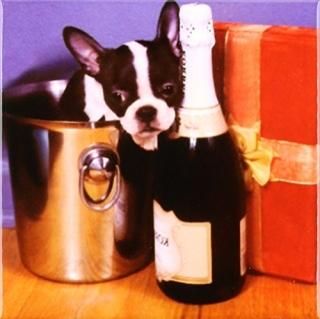 set-of-4-Ceramic - 3dRose LLC cst_3113_3 Boston Terrier Satine Ceramic Tile Coas