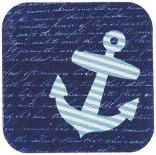 set-of-4-Soft - 3dRose cst_112807_1 Blue and White Striped Anchor on Black with 