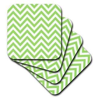 set-of-4-Soft - 3dRose cst_163957_1 Chevron Light Lime Green-Soft Coasters Set o