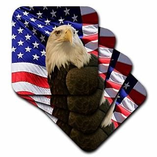 set-of-8-Soft - 3dRose LLC Bald Eagle and American Flag Coaster Soft Set of 8