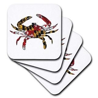 set-of-4-Soft - 3dRose cst_193242_1 Maryland Crab Flag. Soft Coasters Set of 4