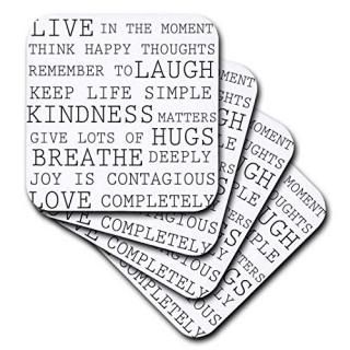 set-of-4-Soft - 3dRose cst_179040_1 Inspirational Words Black and White Text Sof