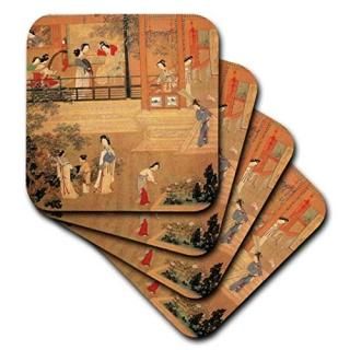 set-of-4-Ceramic - 3dRose cst_212617_3 Print of Chinese Ladies in Palace in Ming