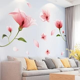 BuerHomie Flowers Wall Stickers Adhesive and Removable Easy for Wall Decoration 