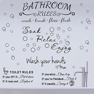 4 Pieces Bathroom Wall Decals Sticker Toilet Rules Soak Relax Enjoy Bathroom Rul