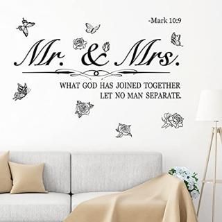 Mr. and Mrs. Wall Decals Peel and Stick Wedding Sayings Art Lettering Stickers R