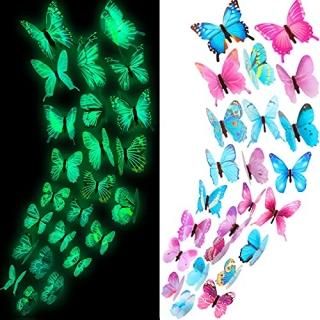 48 Pieces Butterfly Decal Glow in The Dark 3D Butterfly Sticker for Ceiling Wall