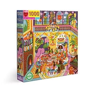 eeBoo Piece and Love Family Dinner Night 1000 Piece Square Jigsaw Puzzle Multi 1
